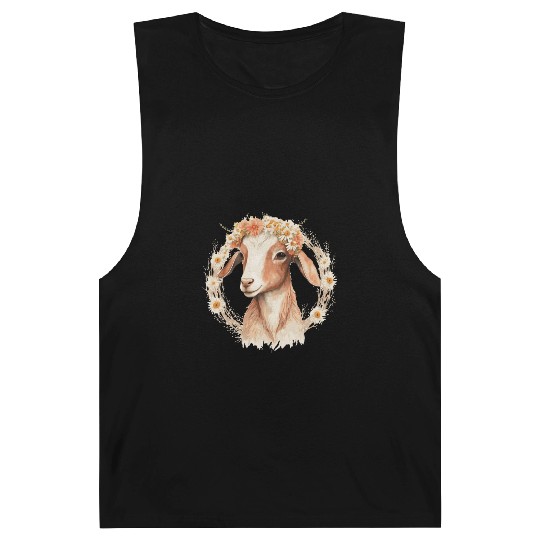 Baby Goat Flower Crown Floral Farm Animal Pet Barnard Tanks