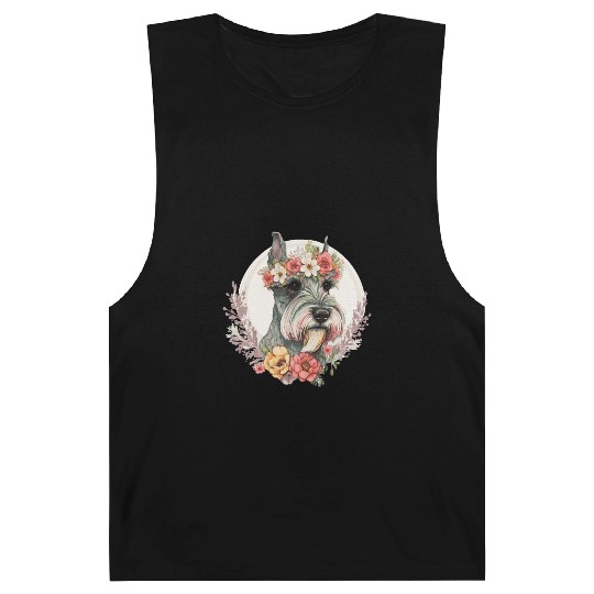 Cute Mini Schnauzer Flower Crown Pet Dog Breed Flo Barnard Tanks