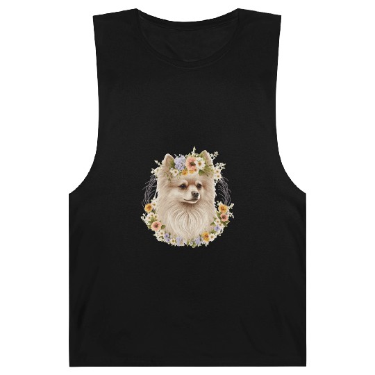 Cute Pomeranian Pom Flower Crown Pet Dog Breed Flo Barnard Tanks