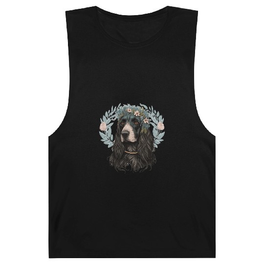 Cute English Cocker Spaniel Flower Crown Pet Dog B Barnard Tanks