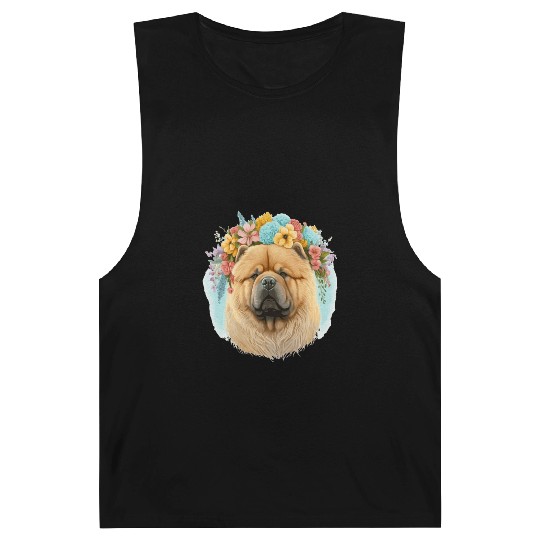 Cute Chow Chow Flower Crown Pet Dog Breed Floral P Barnard Tanks