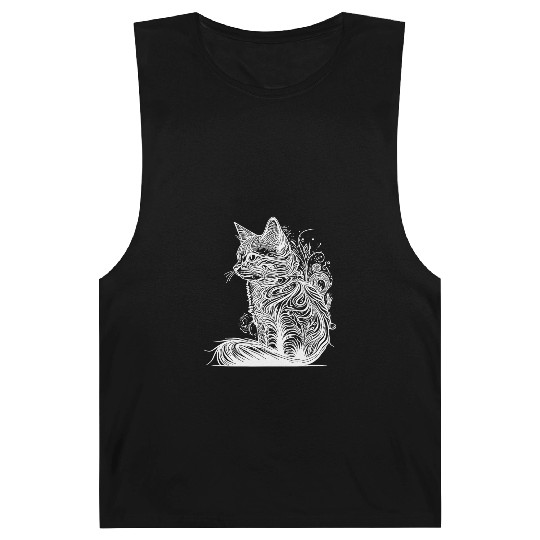 Tattoo Lines Cat In Wild Nature Style Barnard Tanks