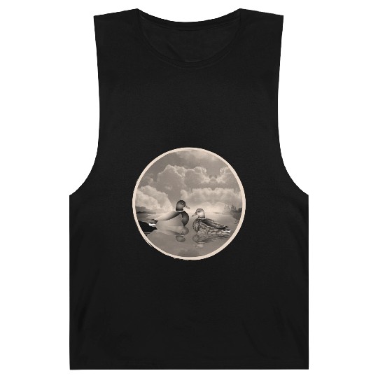 Duck couple in duck pond in nostalgic sepia Barnard Tanks