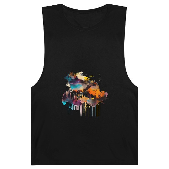 Mountain Wolf Multicolor Watercolor Portrait Barnard Tanks