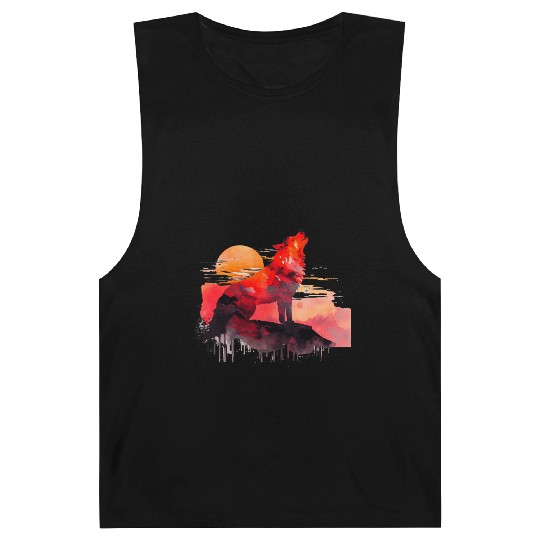 Red Wolf Watercolor Portrait Barnard Tanks
