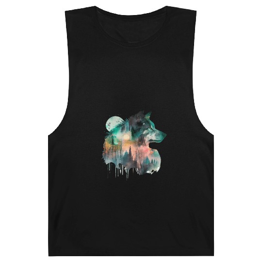 Forest Wolf Watercolor Portrait Barnard Tanks