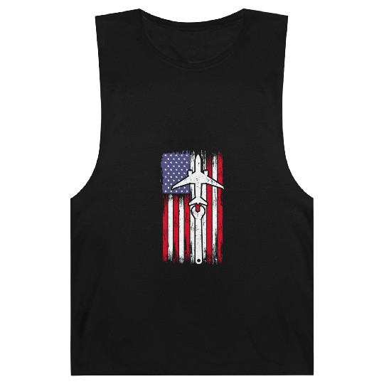 Aircraft Mechanic Aviation Usa Flag Barnard Tanks