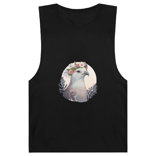 Cute Fulmar Bird Flower Crown Floral Tropical Bird Barnard Tanks