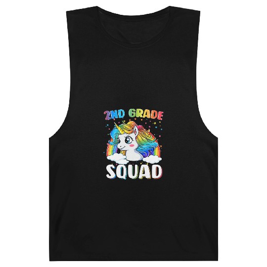 2nd Grade Squad Unicorn Rainbow Back Barnard Tanks