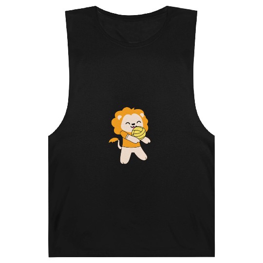 Kawaii cute lion playing volleyball Barnard Tanks