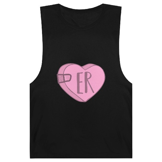 Cute ER Nurse Candy Heart for Valentines Day Scrub Barnard Tanks