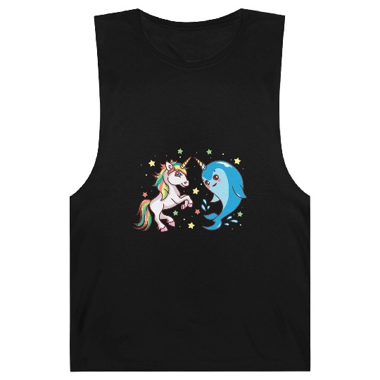 Cute Funny Horned Narwhal And Unicorn Friends Barnard Tanks