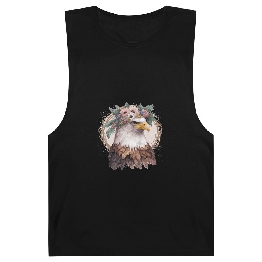 Watercolor Bald Eagle Flower Crown Floral Bird Wat Barnard Tanks