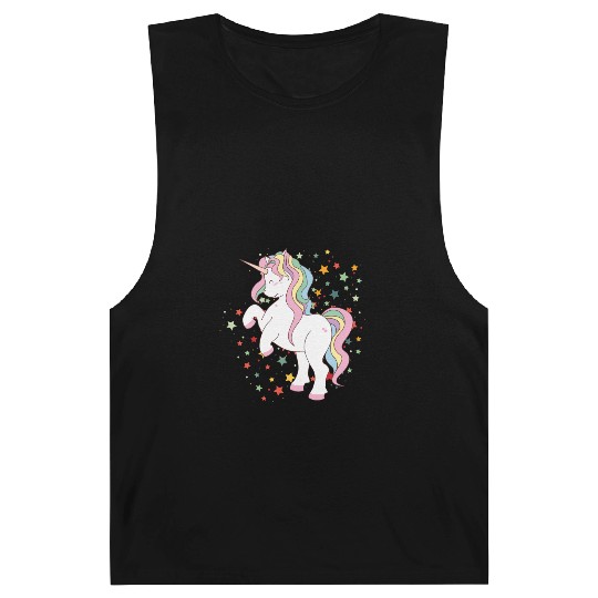 Cute Rearing Rainbow Unicorn Falling Stars Barnard Tanks