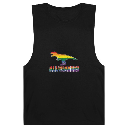 Ally Dinosaur Gay LGBTQ Rainbow LGBT Pride Month Barnard Tanks