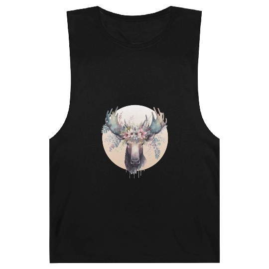 Cute Moose Flower Crown Animal Lovers Barnard Tanks