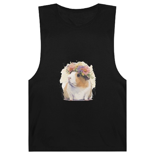 Watercolor Guinea Pig Flower Crown Floral Boho Aes Barnard Tanks