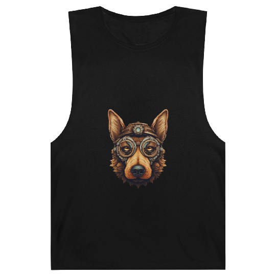 Steampunk German Shepherd Dog in Clockwork Barnard Tanks