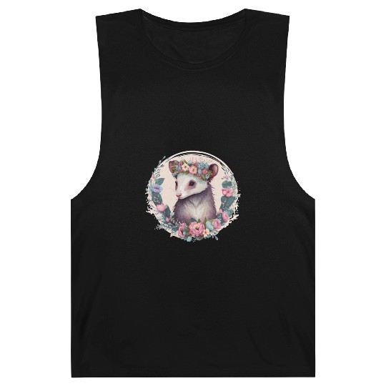 Cute Possum Flower Crown Floral Watercolor Barnard Tanks