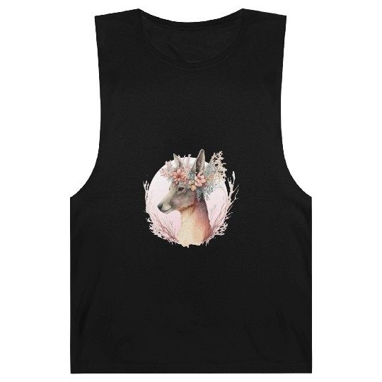Watercolor Kangaroo Flower Crown Australian Animal Barnard Tanks