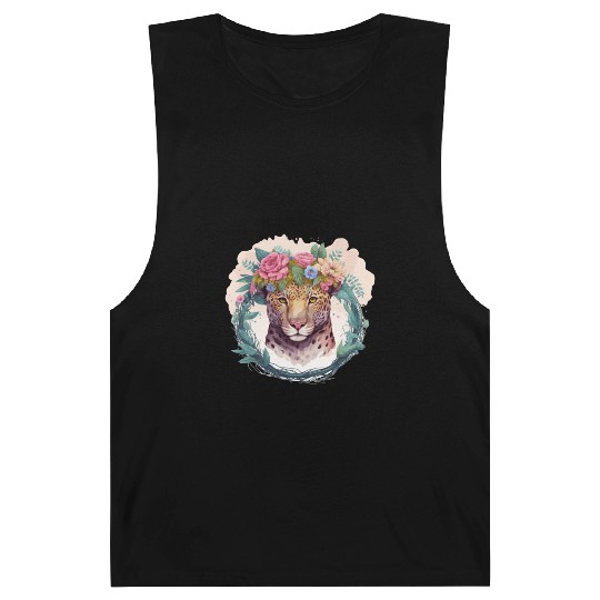 Jaguar Flower Crown Floral Watercolor Barnard Tanks