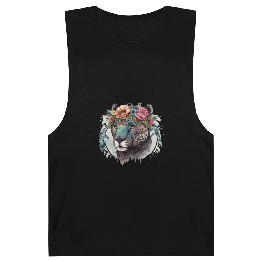 Cute Jaguar Flower Crown Africa Safari Animal Love Barnard Tanks