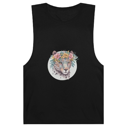 Floral Jaguar Flower Crown Watercolor Animal Barnard Tanks