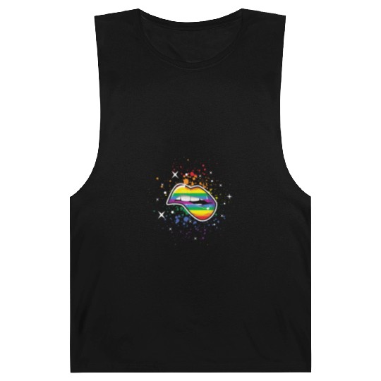Bite Lips Gay LGBTQ Rainbow LGBT Pride Month Barnard Tanks