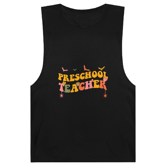 Funny Groovy Halloween Preschool Teacher Men Women Barnard Tanks