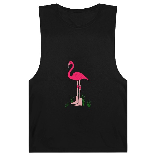Flamingo with boots art animal print bird pink Barnard Tanks