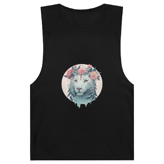 White Bengal Tiger Flower Crown Watercolor Safari Barnard Tanks