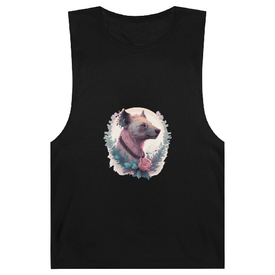 Watercolor Hyena Flower Crown Africa Safari Animal Barnard Tanks