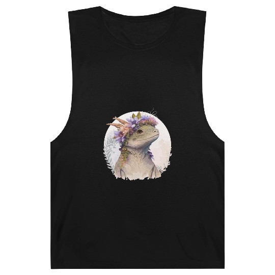 Watercolor Lizard Flower Crown Floral Reptile Love Barnard Tanks