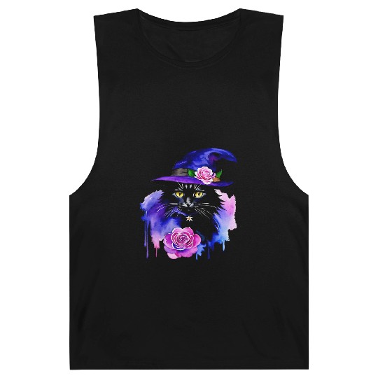 Watercolor Cat Halloween Sublimation Barnard Tanks