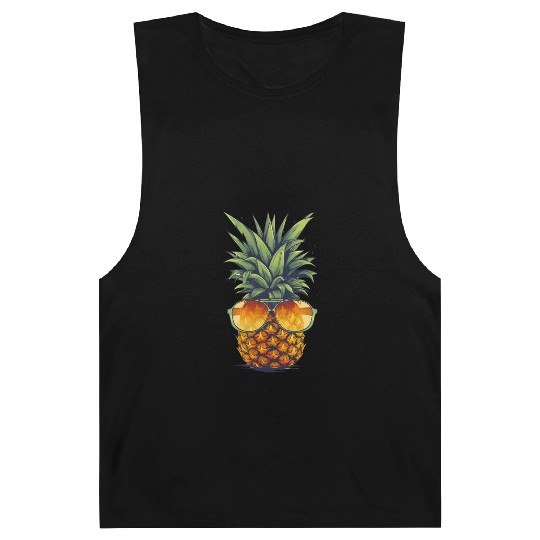 An adorable pineapple, wearing sunglasses Barnard Tanks