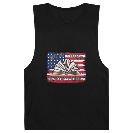 School Library Patriotic US Flag Funny For Librari Barnard Tanks