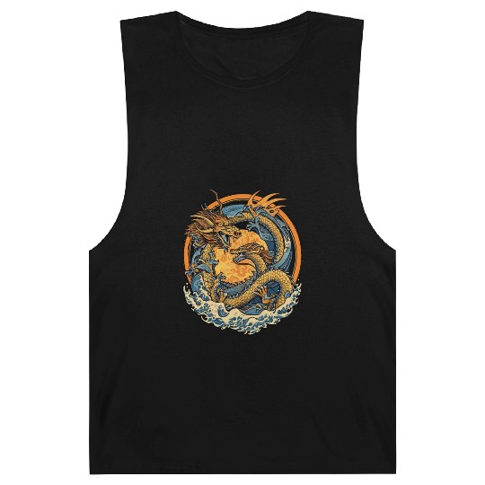 Vintage Japanese Dragon Sun Tattoo Design 1 Barnard Tanks