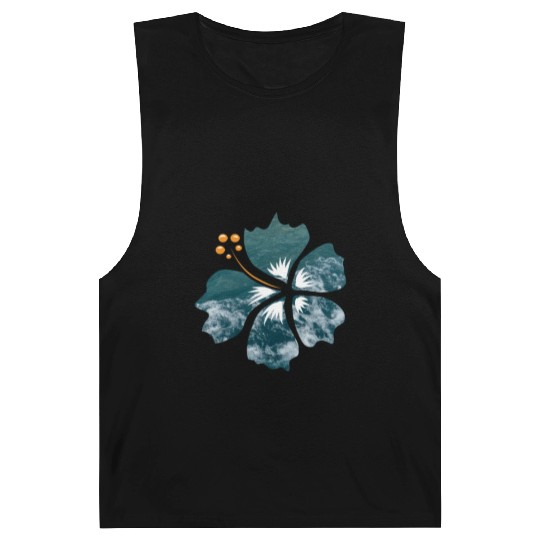 Hibiscus Flower On Blue Ocean Waves Background Barnard Tanks