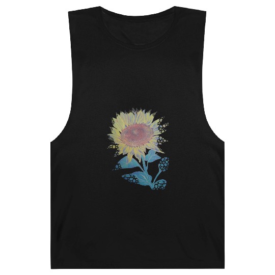 Vintage sunflower hand drawing artistic cut Barnard Tanks