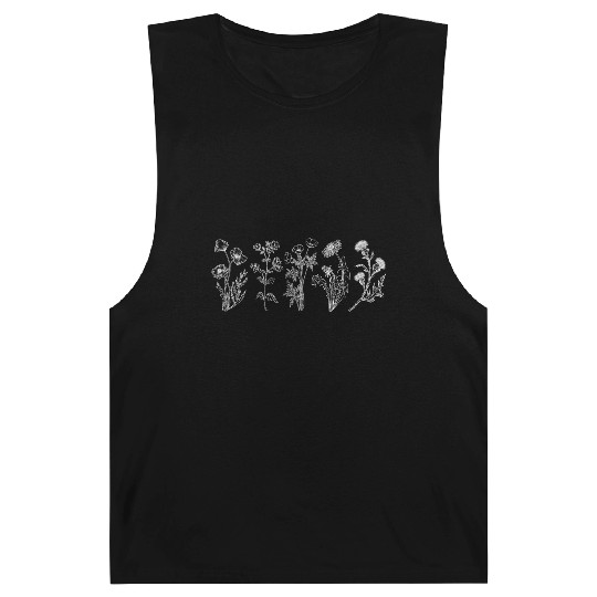 Wildflower Barnard Tanks, Wild Flowers Barnard Tanks, Line Art