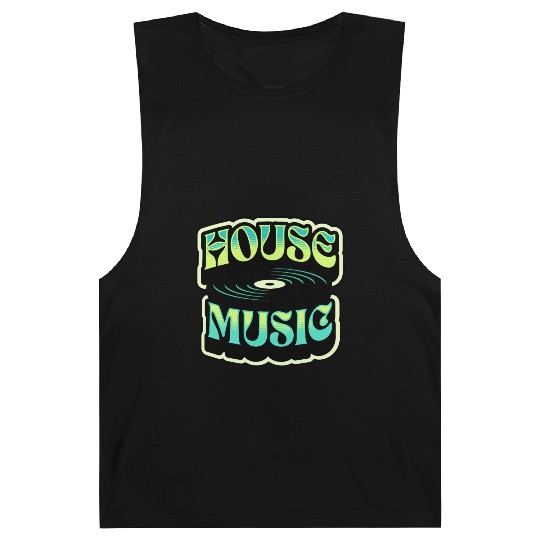HOUSE MUSIC - Groovy Vinyl (teal/lime) Barnard Tanks