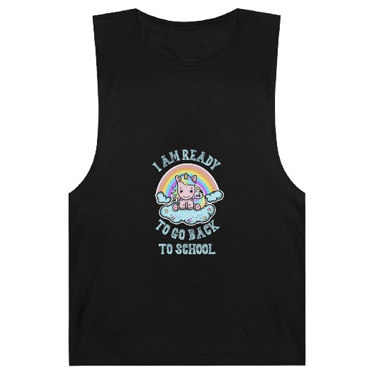 Ready to Go Back to School Kawaii Unicorn Rainbow Barnard Tanks