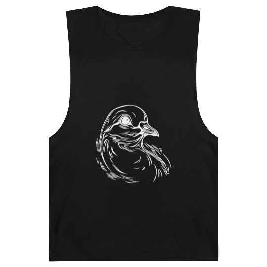 Elegant Dove Head In Tattoo Style Lines Barnard Tanks