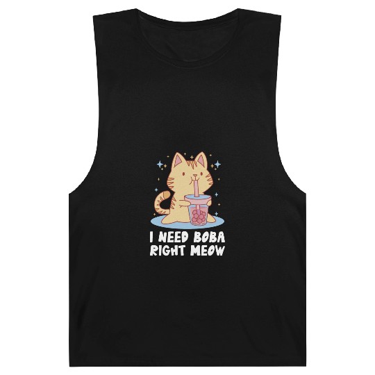 I Need Boba Right Meow Bubble Tea Boba Tea Cat Barnard Tanks