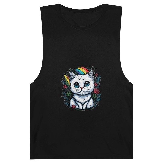 Cute White Kitty Barnard Tanks