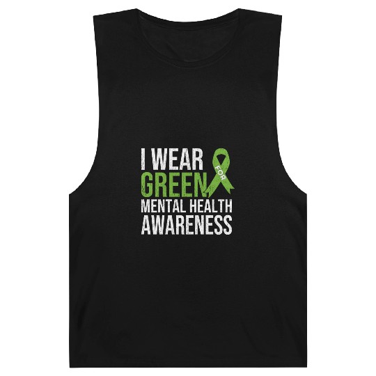 Green Ribbon Mental Health & Depression Awareness Barnard Tanks