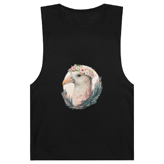 Cute Albatross Bird Flower Crown Floral Tropical B Barnard Tanks