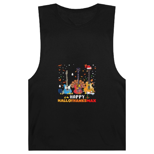 Guitar Happy Hallothanksmas Halloween Thanksgiving Barnard Tanks