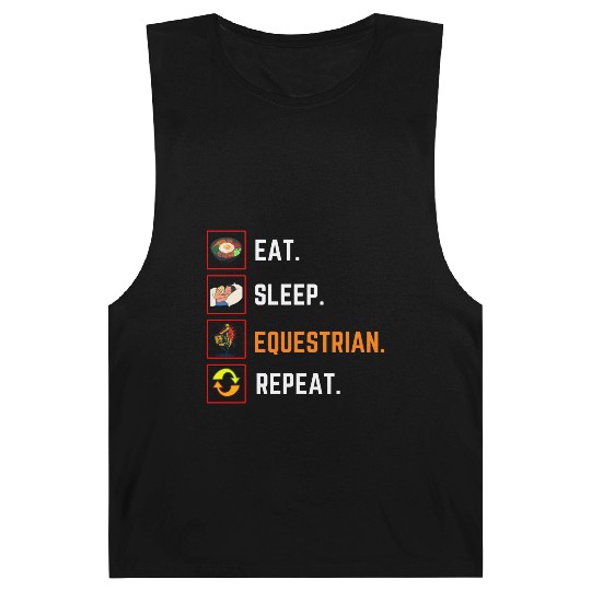 Funny Eat Sleep equestrian Repeat Gift Barnard Tanks
