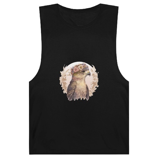 Watercolor Hawk Bird Of Prey Flower Crown Floral B Barnard Tanks